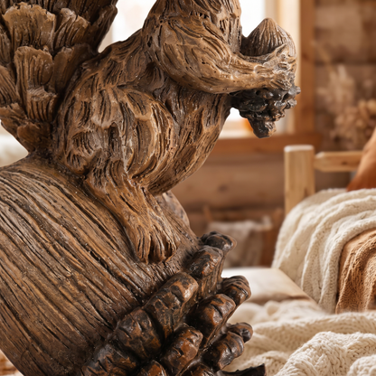 Handcrafted Resin Squirrel Figurine On Pinecone close up detail