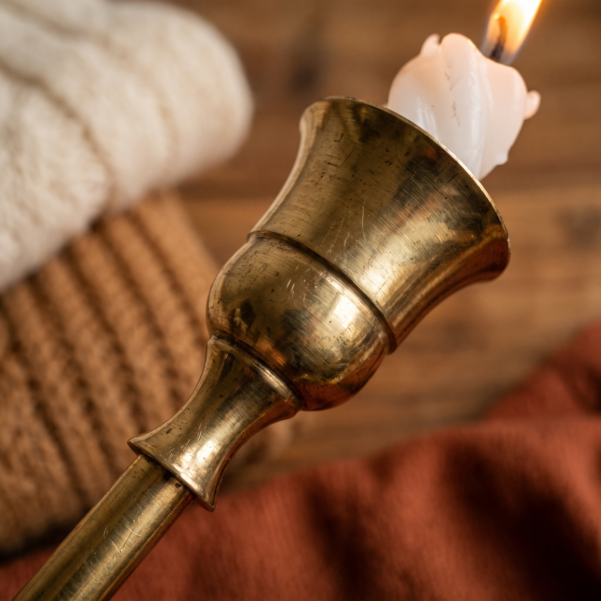 Vintage Gold Candlestick Holders close up detail