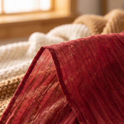 Table Runner Fall Red Boho Wedding Birthday Party Home close up detail