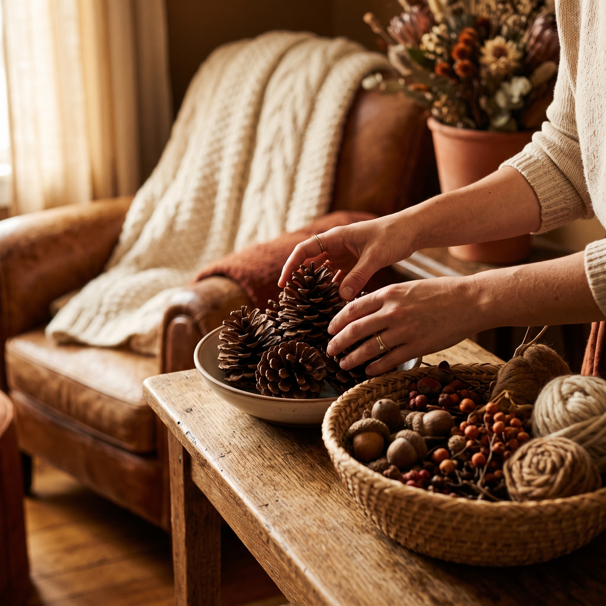 Natural Pine Cones For Crafts in use