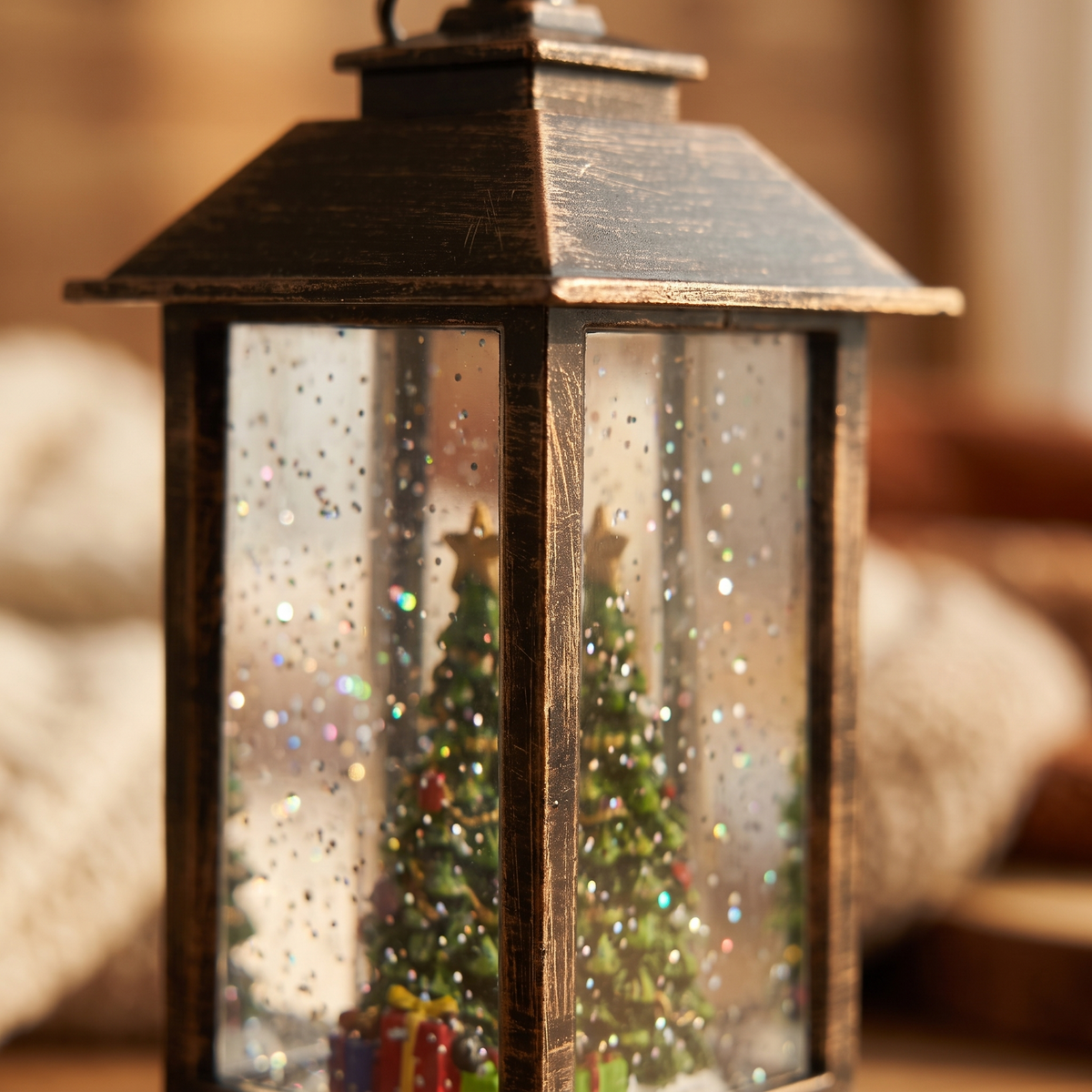 Christmas Simulation LED Flame Small Oil Lamp close up detail