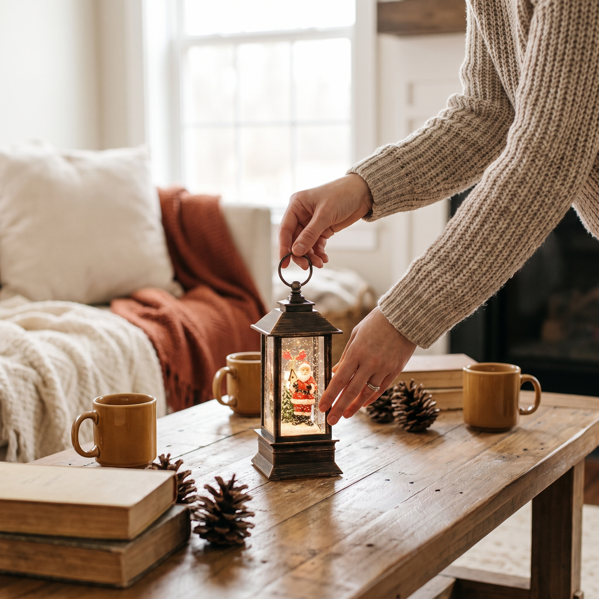 Christmas Simulation LED Flame Small Oil Lamp in use