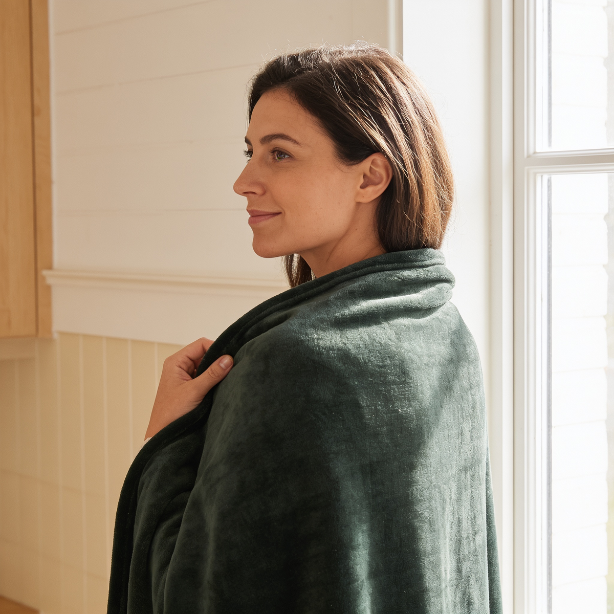 USB Heated Blanket Wrap shown from behind