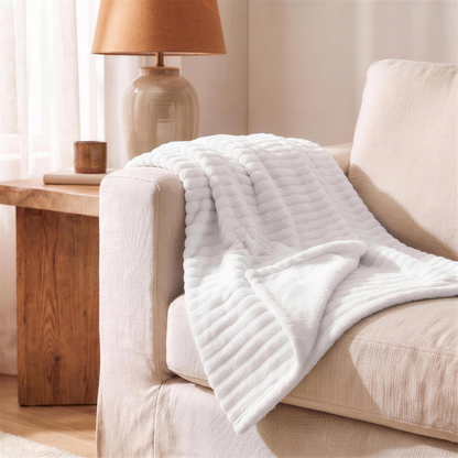 plush fleece throw blanket white in the Hollow Pine house