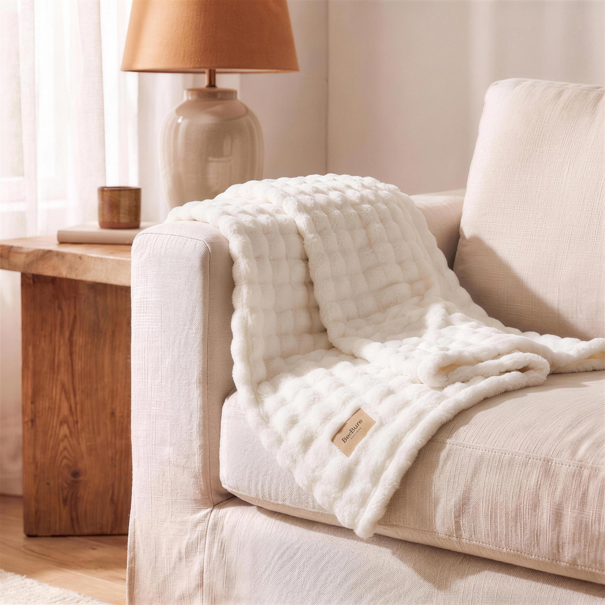 cloud bubble fleece throw blanket in the Hollow Pine house