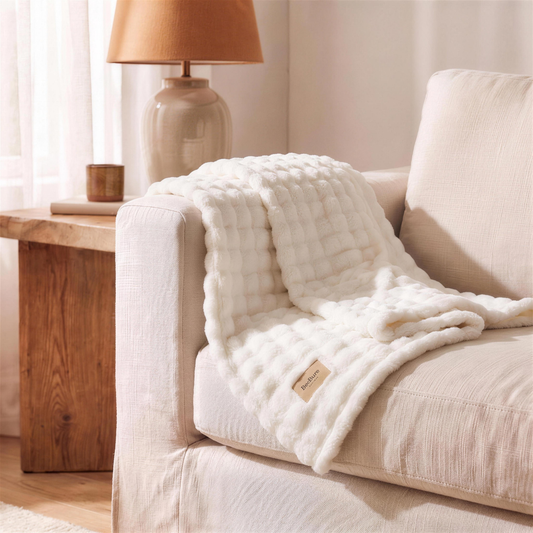 cloud bubble fleece throw blanket in the Hollow Pine house