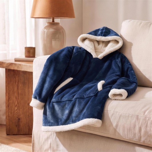 sherpa fleece blanket hoodie in the Hollow Pine house