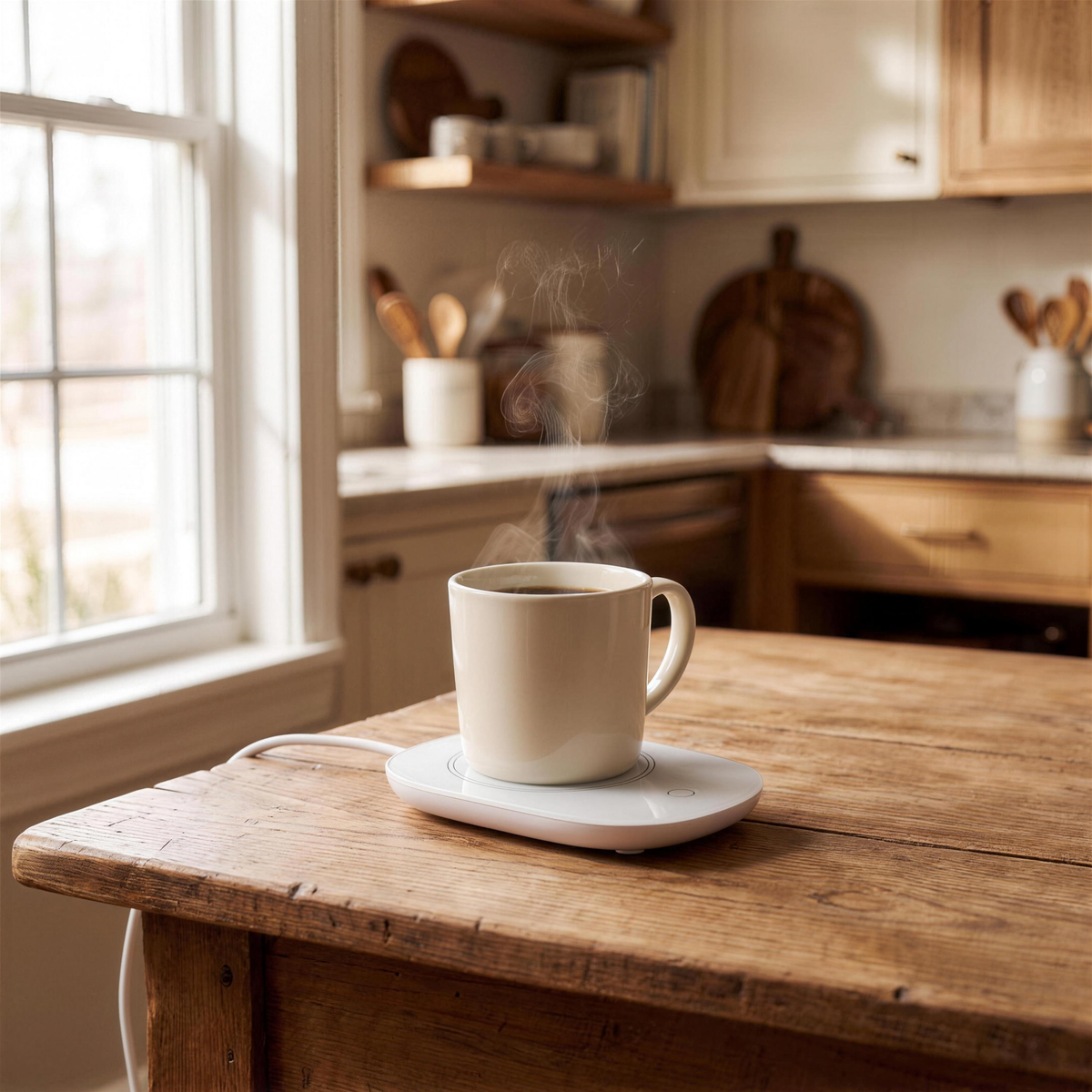 coffee mug warmer with auto shut off in the Hollow Pine house