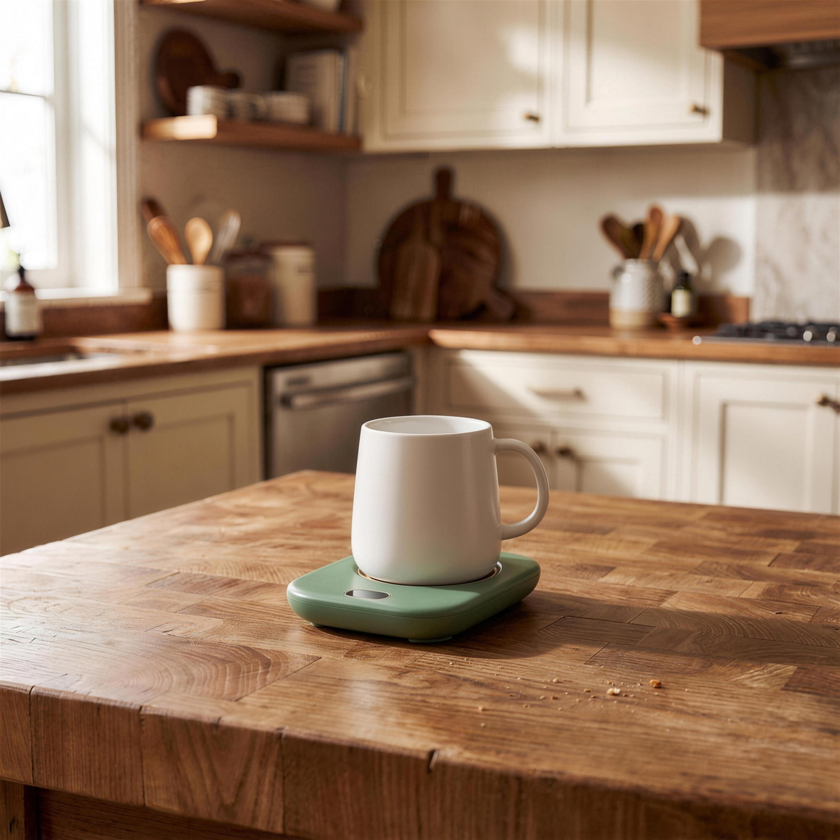 usb coffee mug warmer green or white in the Hollow Pine house