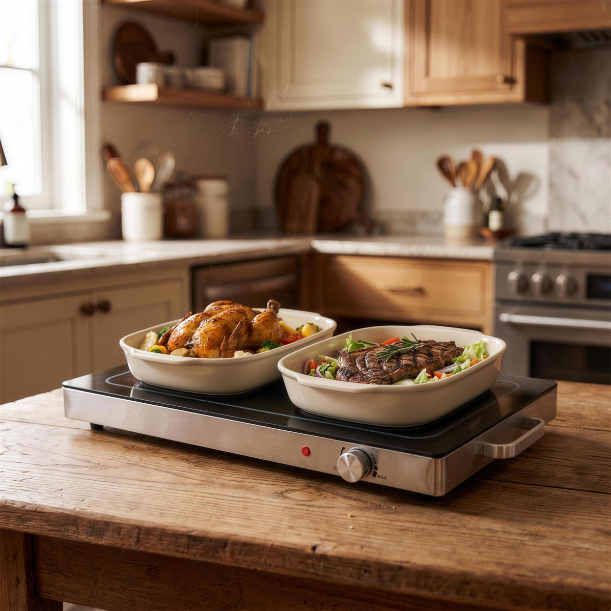 glass top food warming tray 22 in in the Hollow Pine house