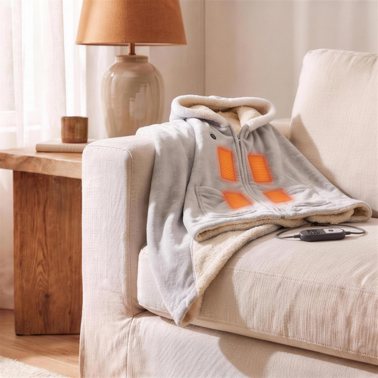 wearable heated flannel throw blanket in the Hollow Pine house