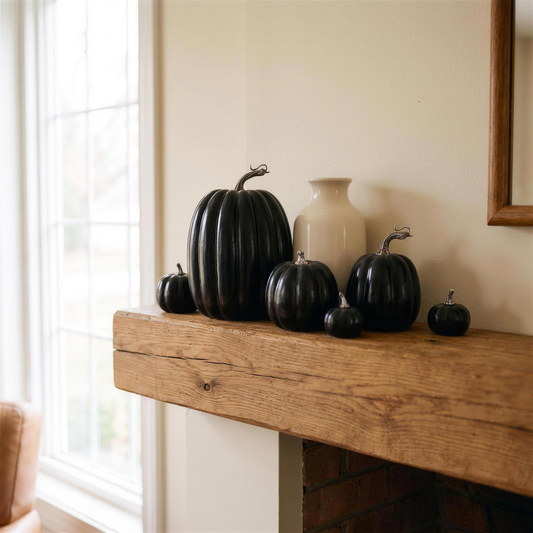 black foam artificial pumpkin in the Hollow Pine house