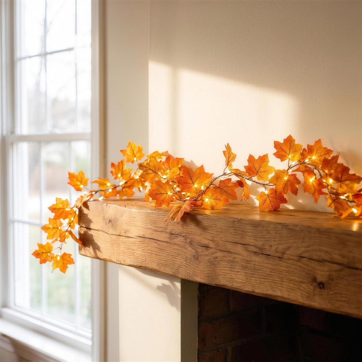 lighted fall garland 2 pack in the Hollow Pine house