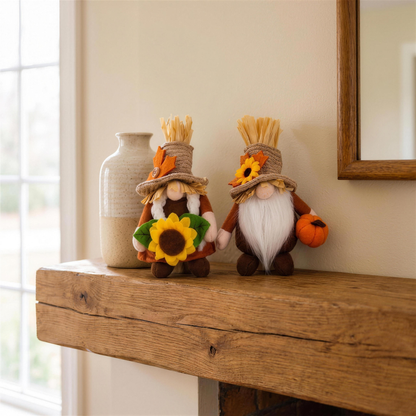 fall gnome plush with pumpkin in the Hollow Pine house