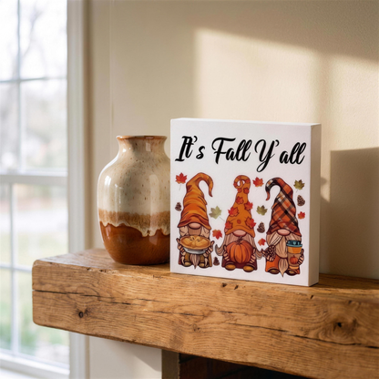 wooden fall tabletop sign decor in the Hollow Pine house