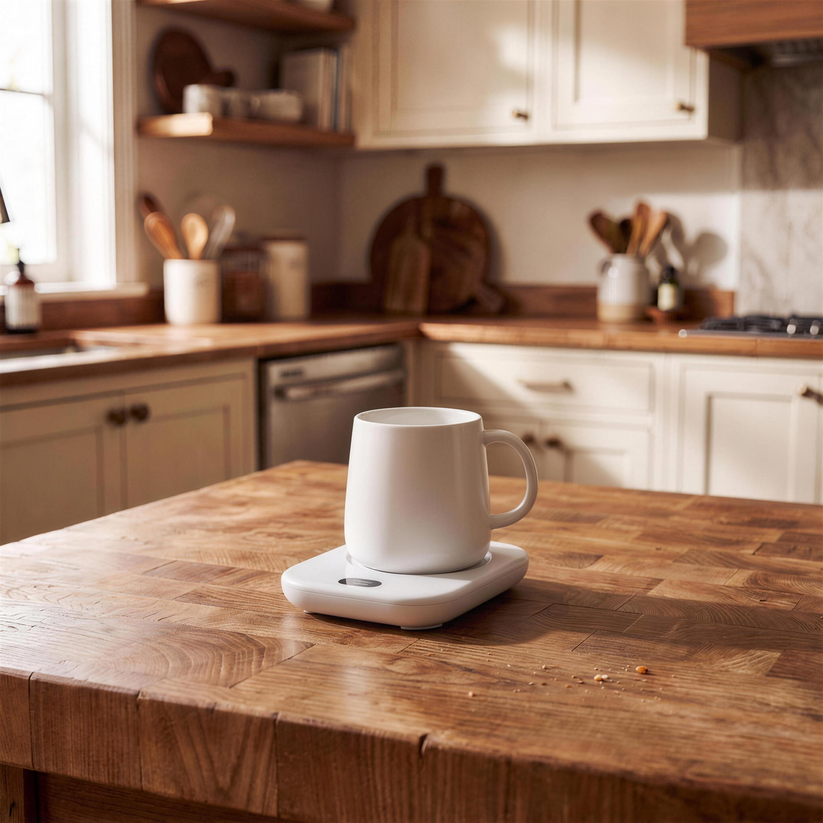 USB Coffee Mug Warmer, Green or White in White in the Hollow Pine house