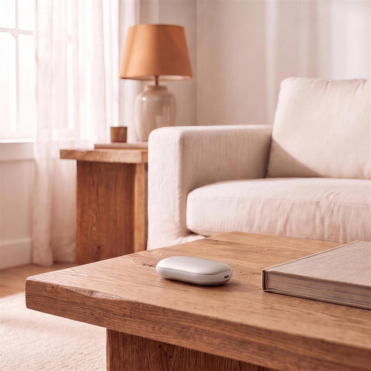 Rechargeable Hand Warmer Power Bank in Silver in the Hollow Pine house
