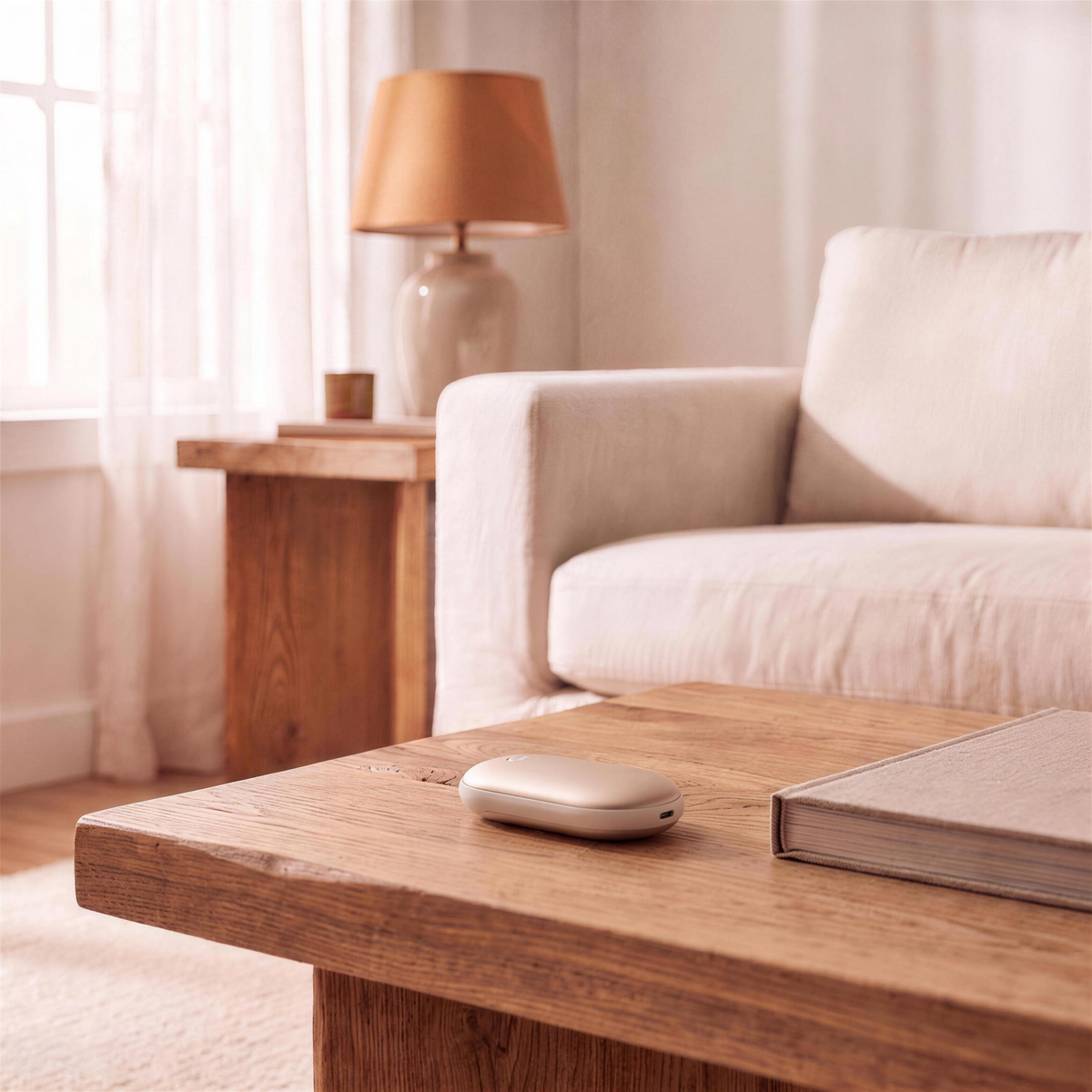 Rechargeable Hand Warmer Power Bank in Gold in the Hollow Pine house