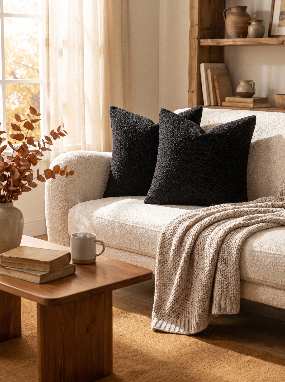 Decorative Textured Boucle Throw Pillow Cover 18x18 Inch: Looped And Lasting