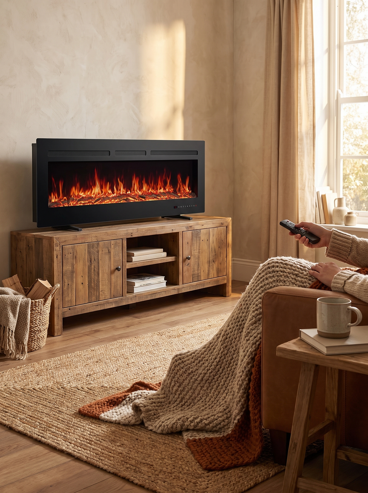 Electric Fireplace Heater With Remote Control: Dial In Heat And Flame