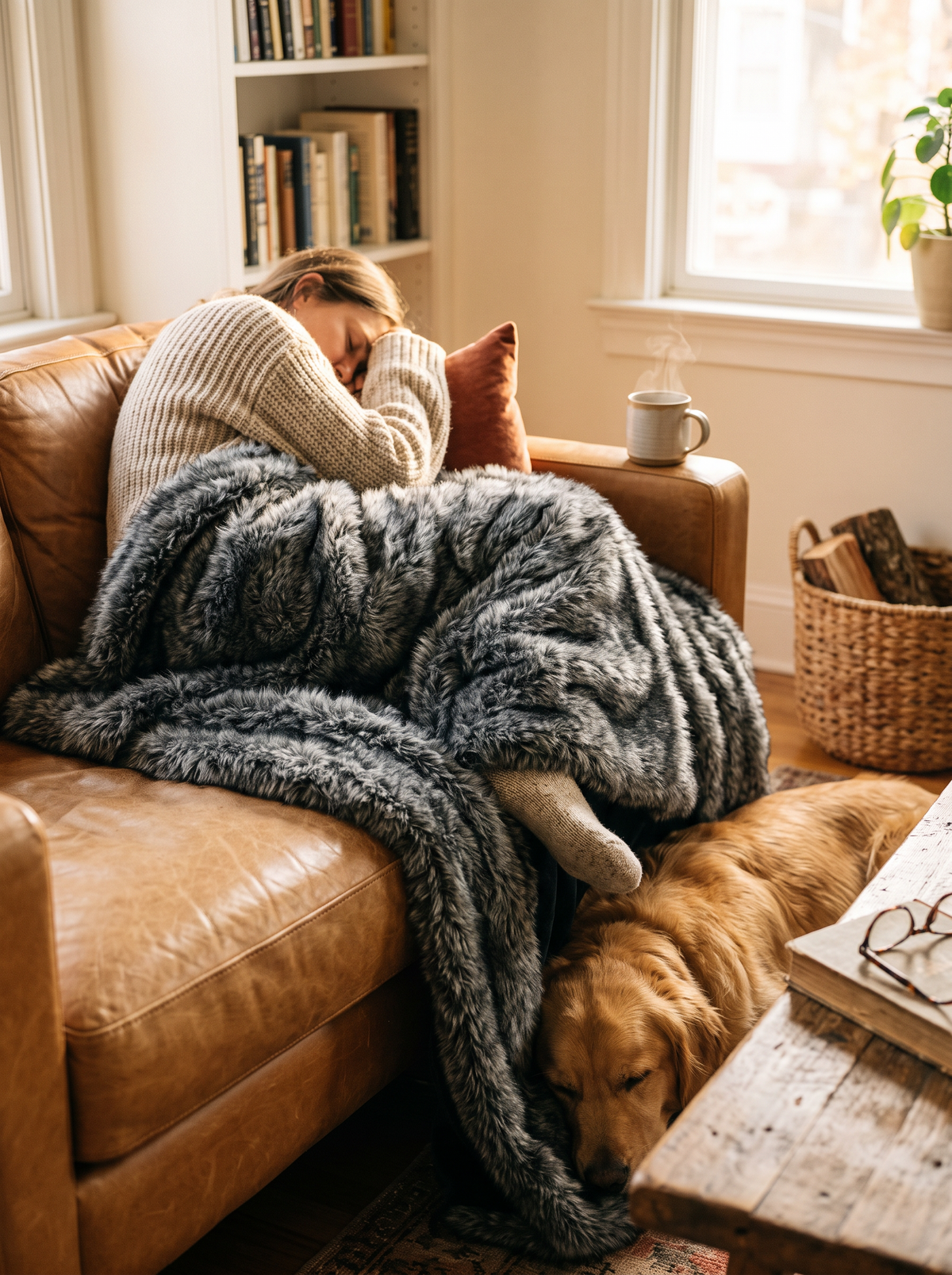 Gray 740GSM Faux Wolf Fur Throw Blanket 60 X80: Sink Into It