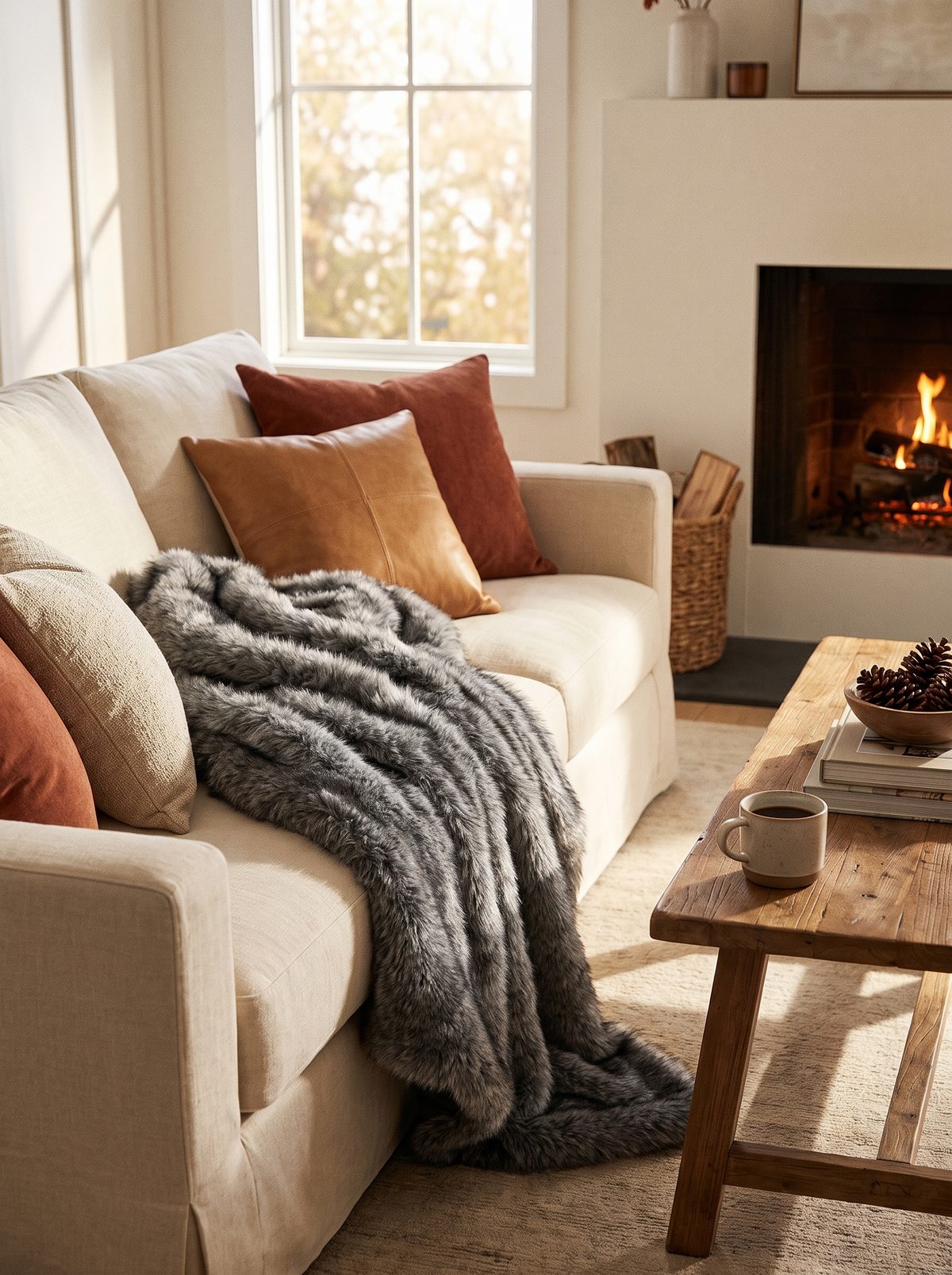 Gray 740GSM Faux Wolf Fur Throw Blanket 60 X80: Couch, Bed, Or Armchair
