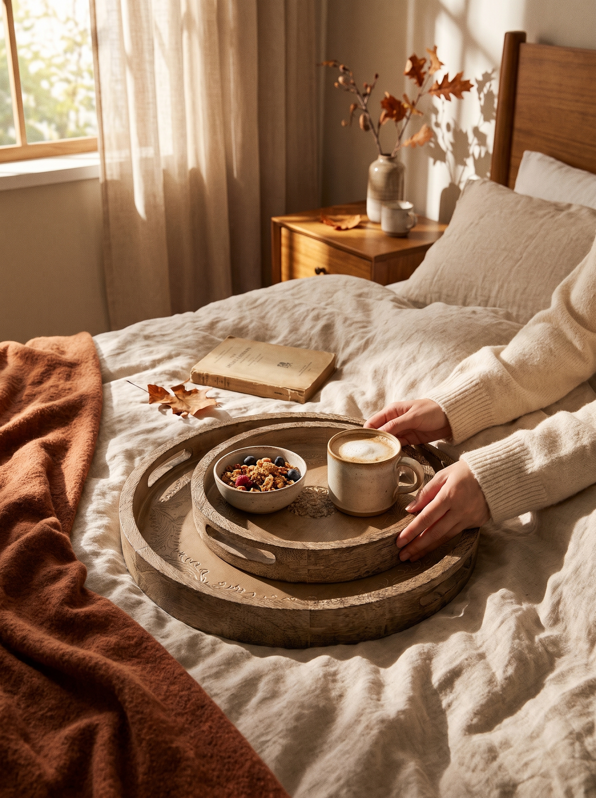 Round Mango Wood Serving Tray: Warm Grain, Honest Craft