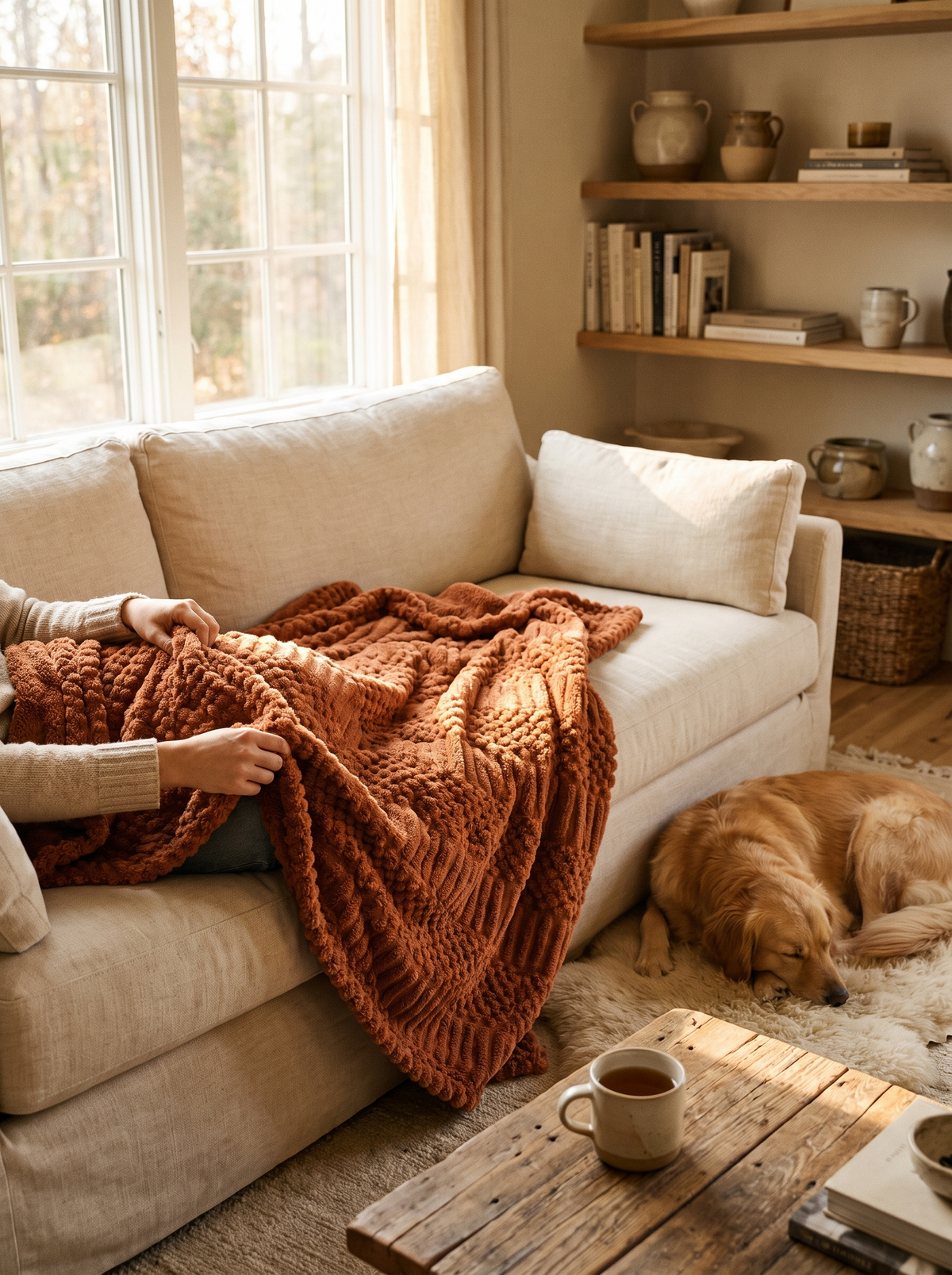 Rust Throw Blanket: Plush, Fluffy Fleece