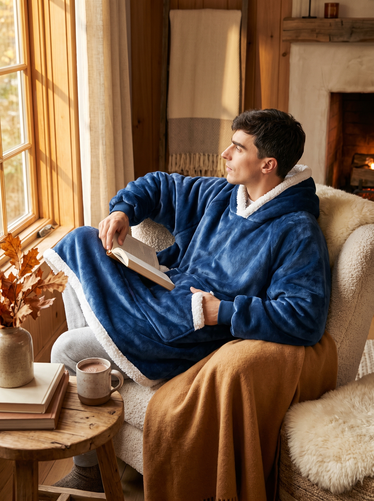 Sherpa Fleece Blanket Hoodie: Sherpa Inside, Fleece Outside