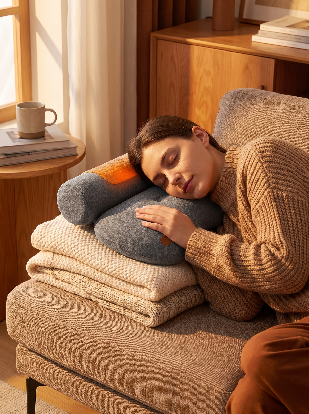 USB Heated Neck Pillow Zero Pressure Memory Foam Cervical: Memory Foam Plus Gentle Heat