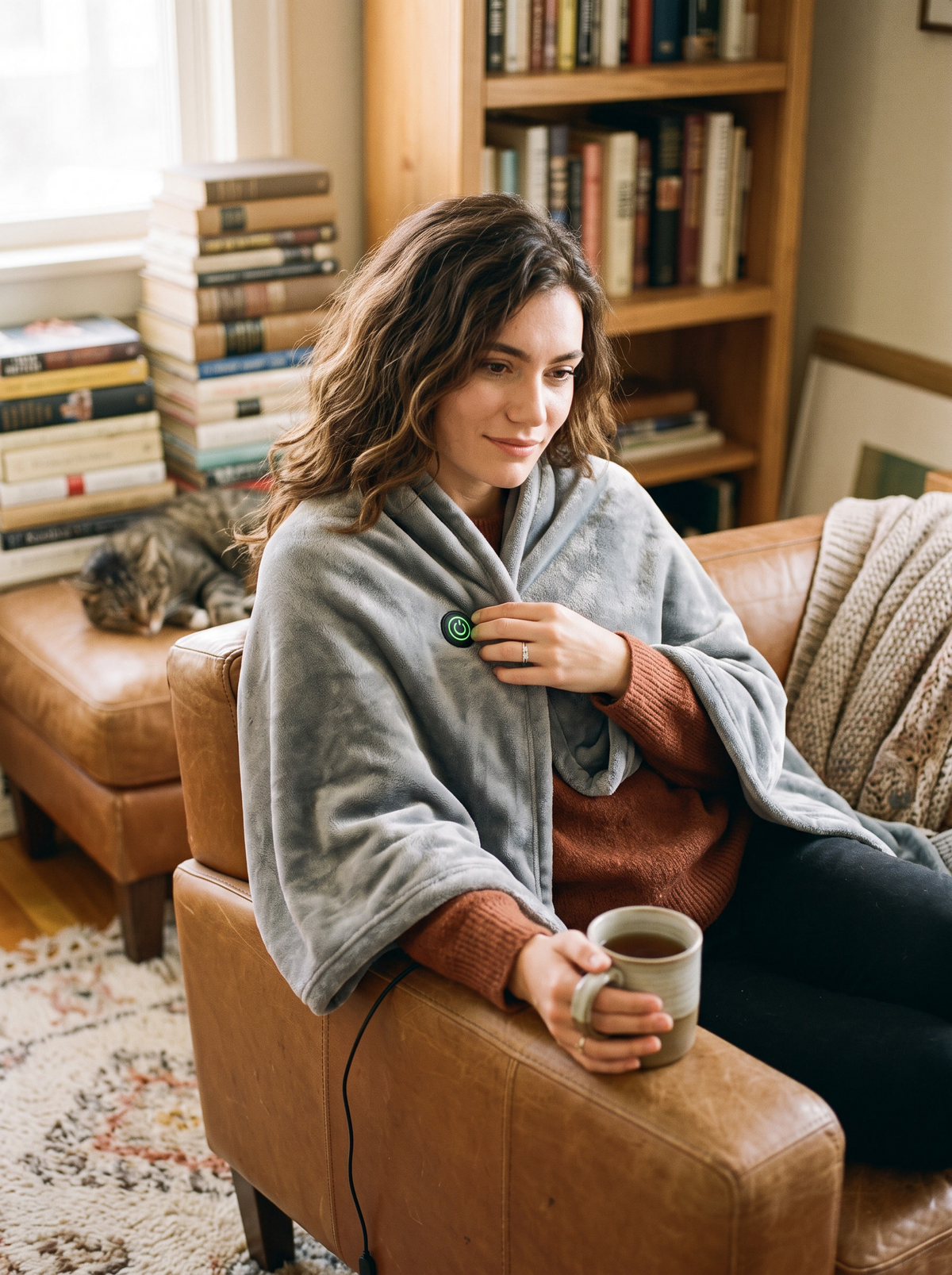Wearable USB Heated Shawl: Anywhere The Cold Finds You